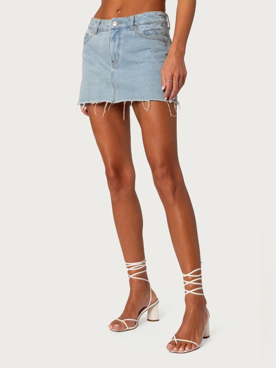 Edikted Dresses & Skirts - Edikted Jessie Denim Mini Skirt Light Blue — Large